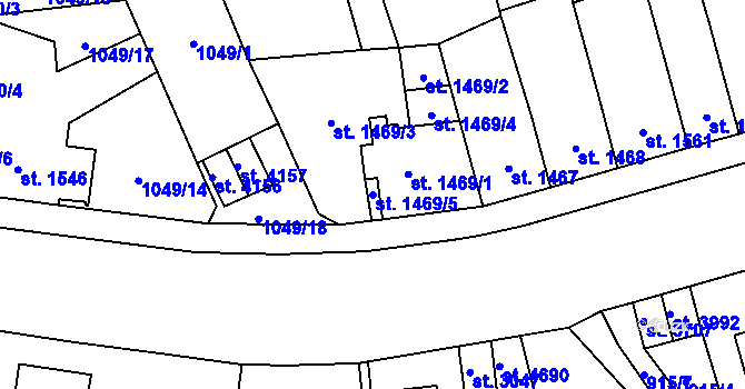 Parcela st. 1469/5 v KÚ Aš, Katastrální mapa