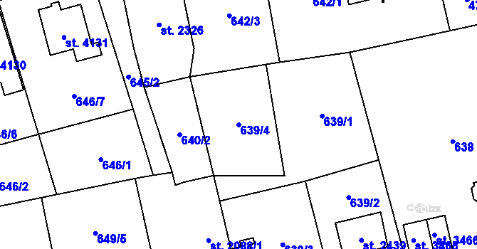 Parcela st. 639/4 v KÚ Aš, Katastrální mapa