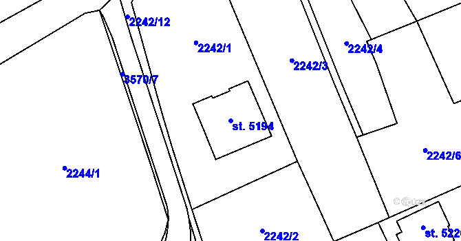 Parcela st. 5194 v KÚ Aš, Katastrální mapa