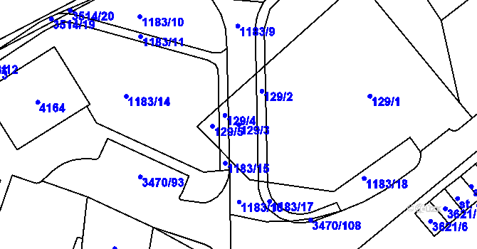 Parcela st. 129/3 v KÚ Aš, Katastrální mapa