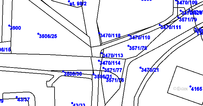 Parcela st. 3470/113 v KÚ Aš, Katastrální mapa