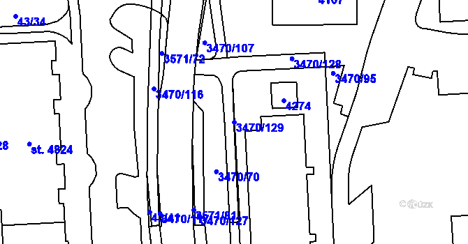 Parcela st. 3470/129 v KÚ Aš, Katastrální mapa