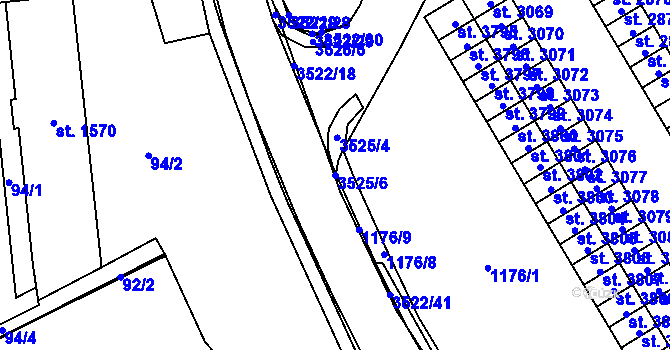 Parcela st. 3525/6 v KÚ Aš, Katastrální mapa