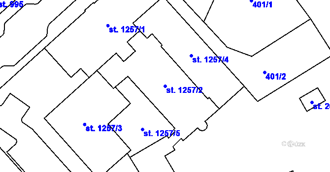 Parcela st. 1257/2 v KÚ Aš, Katastrální mapa