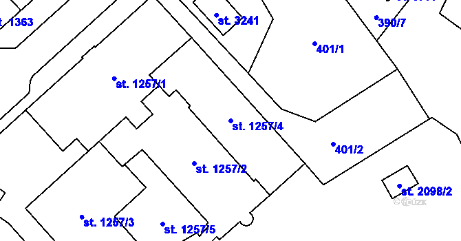 Parcela st. 1257/4 v KÚ Aš, Katastrální mapa