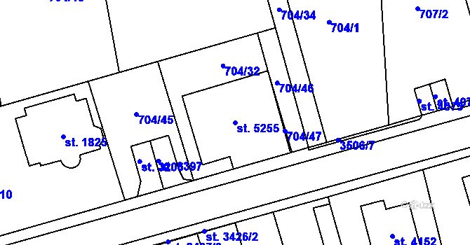Parcela st. 5255 v KÚ Aš, Katastrální mapa