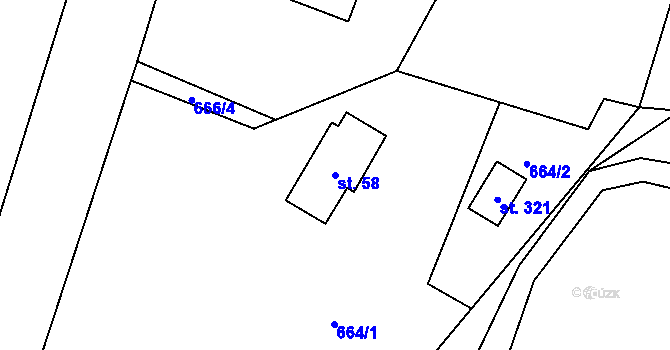 Parcela st. 58 v KÚ Babí, Katastrální mapa