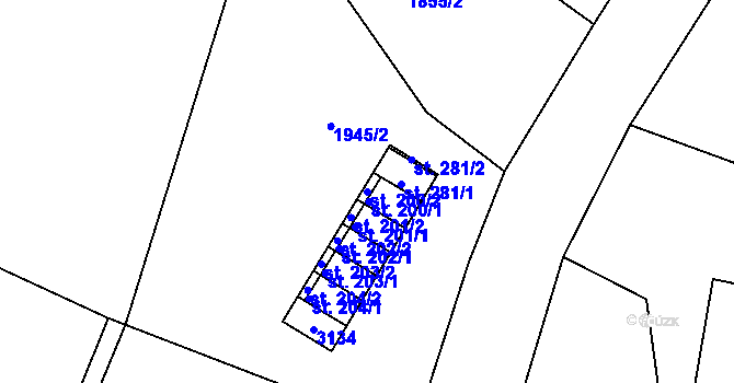 Parcela st. 200/2 v KÚ Babí, Katastrální mapa