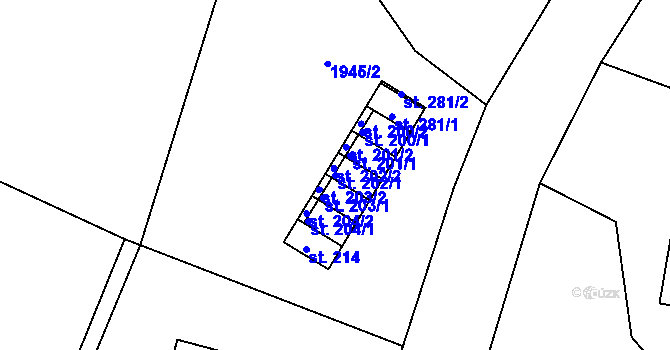 Parcela st. 202/1 v KÚ Babí, Katastrální mapa