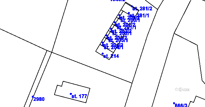 Parcela st. 214 v KÚ Babí, Katastrální mapa