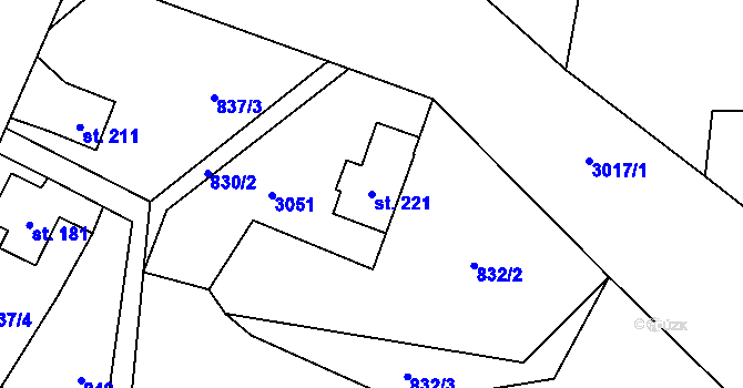 Parcela st. 221 v KÚ Babí, Katastrální mapa
