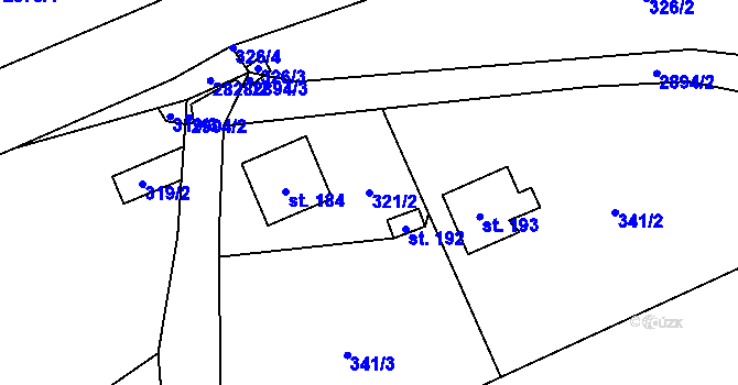 Parcela st. 321/2 v KÚ Babí, Katastrální mapa