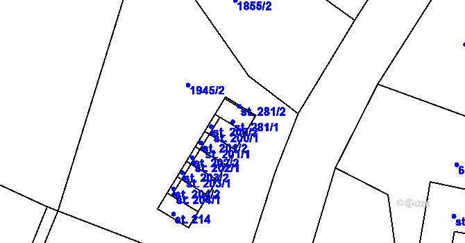 Parcela st. 281/1 v KÚ Babí, Katastrální mapa