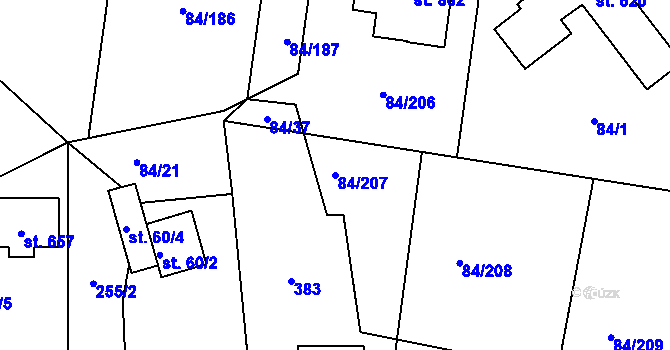 Parcela st. 84/207 v KÚ Babice, Katastrální mapa