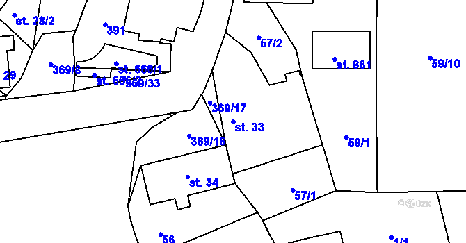 Parcela st. 33 v KÚ Babice, Katastrální mapa