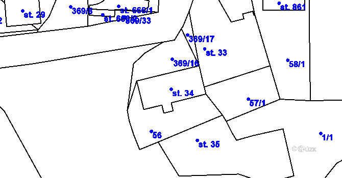 Parcela st. 34 v KÚ Babice, Katastrální mapa