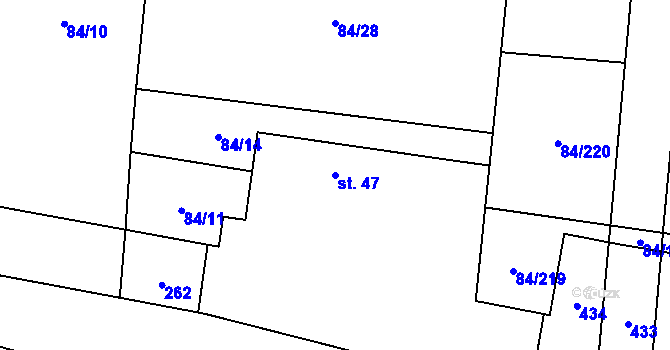 Parcela st. 47 v KÚ Babice, Katastrální mapa