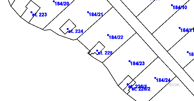 Parcela st. 225 v KÚ Babice, Katastrální mapa