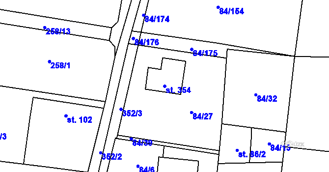 Parcela st. 354 v KÚ Babice, Katastrální mapa