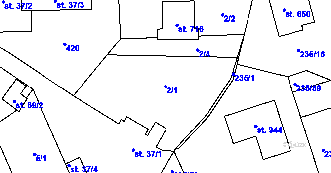 Parcela st. 2/1 v KÚ Babice, Katastrální mapa