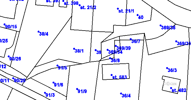 Parcela st. 39 v KÚ Babice, Katastrální mapa