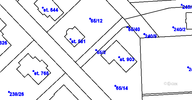 Parcela st. 65/2 v KÚ Babice, Katastrální mapa