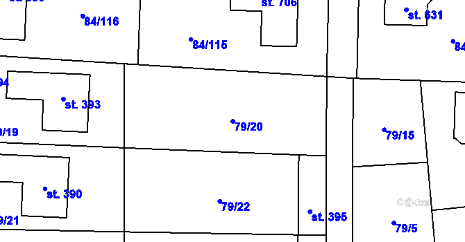Parcela st. 79/20 v KÚ Babice, Katastrální mapa