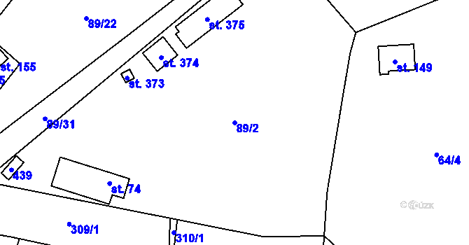Parcela st. 89/2 v KÚ Babice, Katastrální mapa