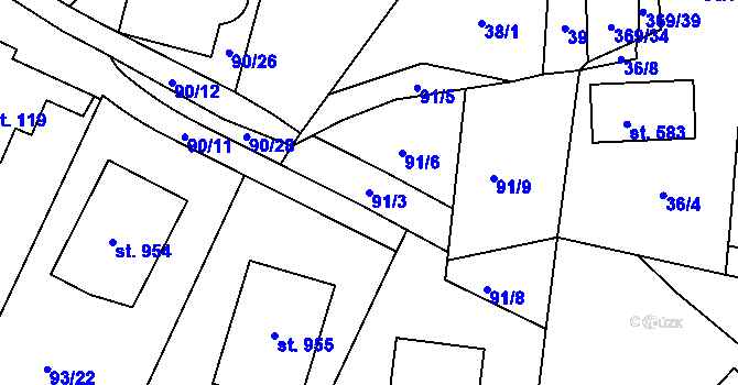 Parcela st. 91/3 v KÚ Babice, Katastrální mapa