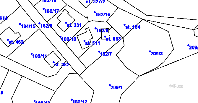 Parcela st. 182/7 v KÚ Babice, Katastrální mapa