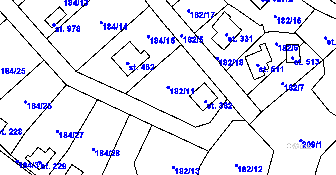 Parcela st. 182/11 v KÚ Babice, Katastrální mapa