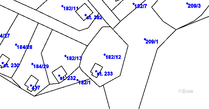 Parcela st. 182/12 v KÚ Babice, Katastrální mapa