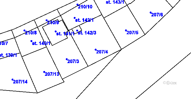 Parcela st. 207/4 v KÚ Babice, Katastrální mapa