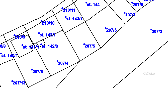 Parcela st. 207/5 v KÚ Babice, Katastrální mapa
