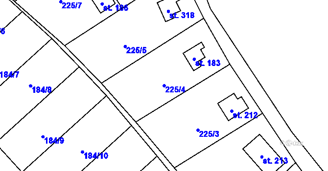 Parcela st. 225/4 v KÚ Babice, Katastrální mapa