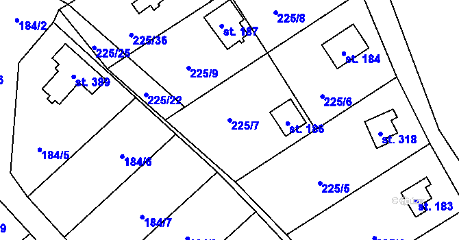 Parcela st. 225/7 v KÚ Babice, Katastrální mapa