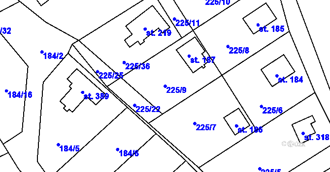 Parcela st. 225/9 v KÚ Babice, Katastrální mapa