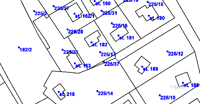 Parcela st. 225/17 v KÚ Babice, Katastrální mapa