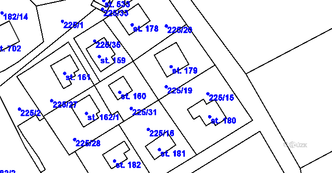 Parcela st. 225/19 v KÚ Babice, Katastrální mapa
