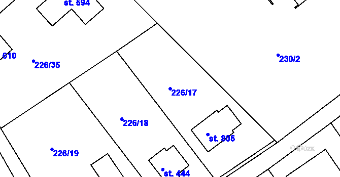Parcela st. 226/17 v KÚ Babice, Katastrální mapa
