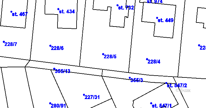 Parcela st. 228/5 v KÚ Babice, Katastrální mapa