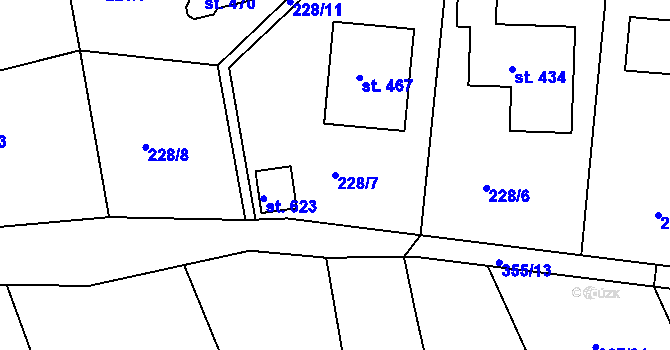 Parcela st. 228/7 v KÚ Babice, Katastrální mapa