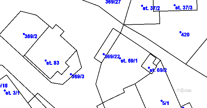 Parcela st. 369/22 v KÚ Babice, Katastrální mapa