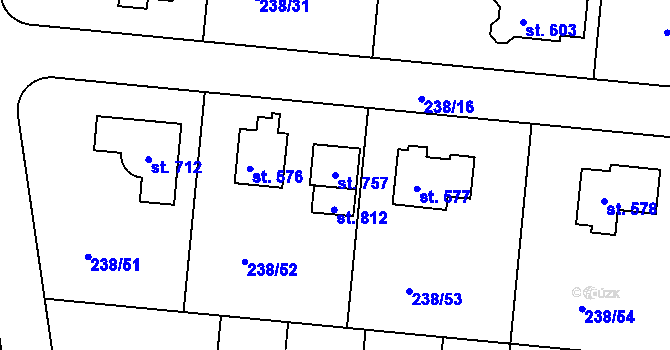 Parcela st. 757 v KÚ Babice, Katastrální mapa