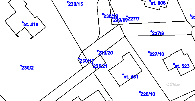 Parcela st. 230/20 v KÚ Babice, Katastrální mapa