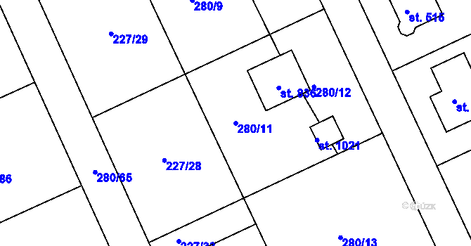Parcela st. 280/11 v KÚ Babice, Katastrální mapa