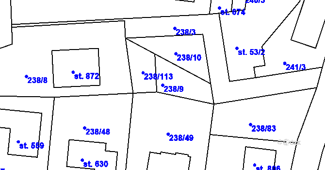 Parcela st. 238/9 v KÚ Babice, Katastrální mapa