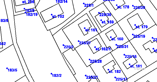 Parcela st. 225/27 v KÚ Babice, Katastrální mapa