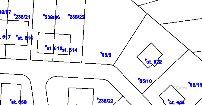 Parcela st. 65/9 v KÚ Babice, Katastrální mapa