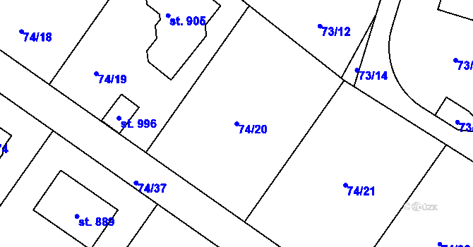 Parcela st. 74/20 v KÚ Babice, Katastrální mapa